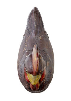 French 19th century carved solid wood rooster shop display