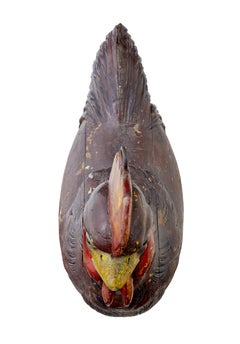 French 19th century carved solid wood rooster shop display