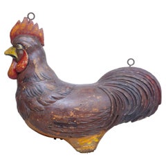 French 19th Century Carved Solid Wood Rooster Shop Display