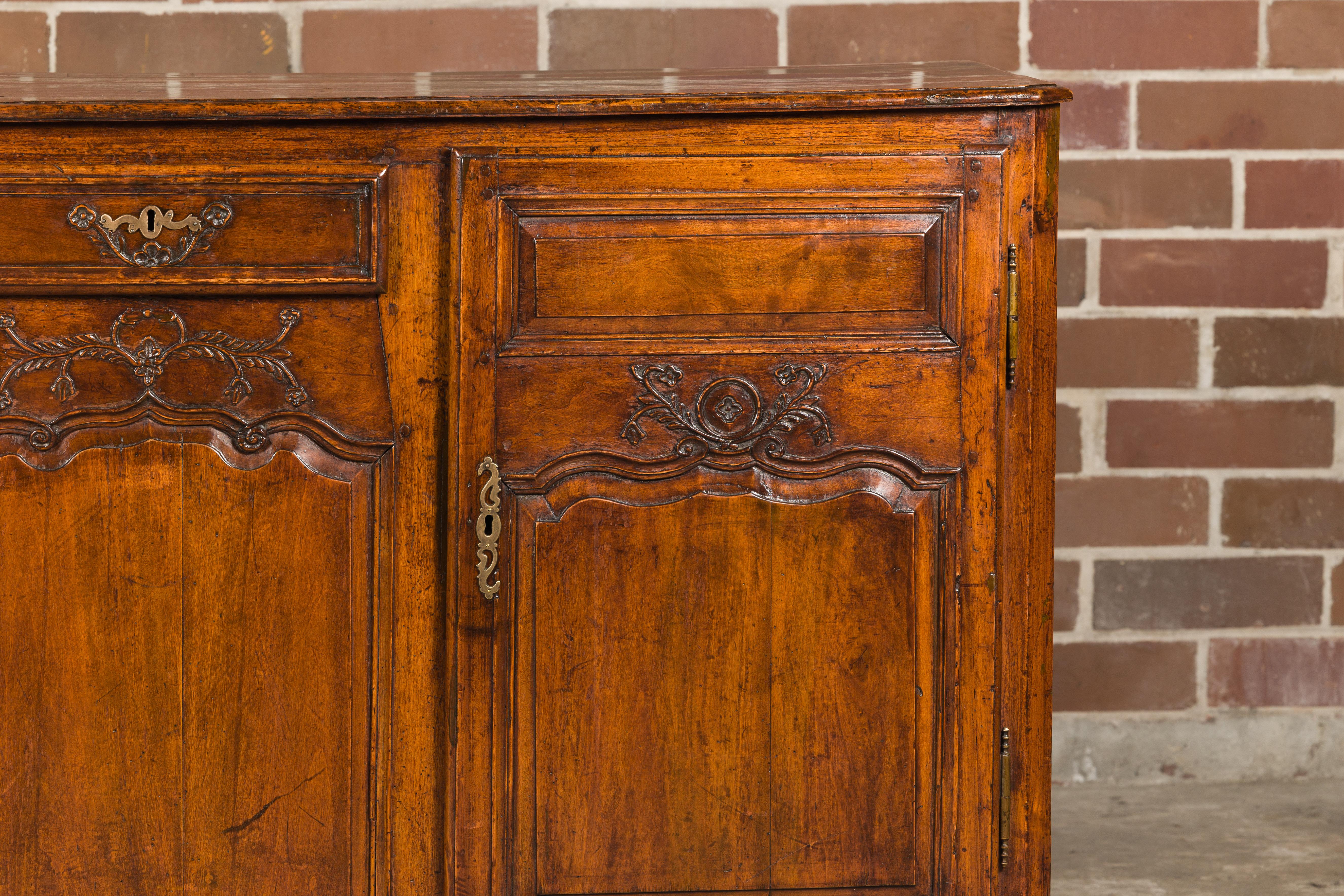 French 19th Century Carved Walnut Buffet with Two Doors and Single Drawer 2