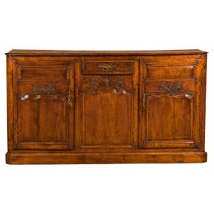 French 19th Century Carved Walnut Buffet with Two Doors and Single Drawer