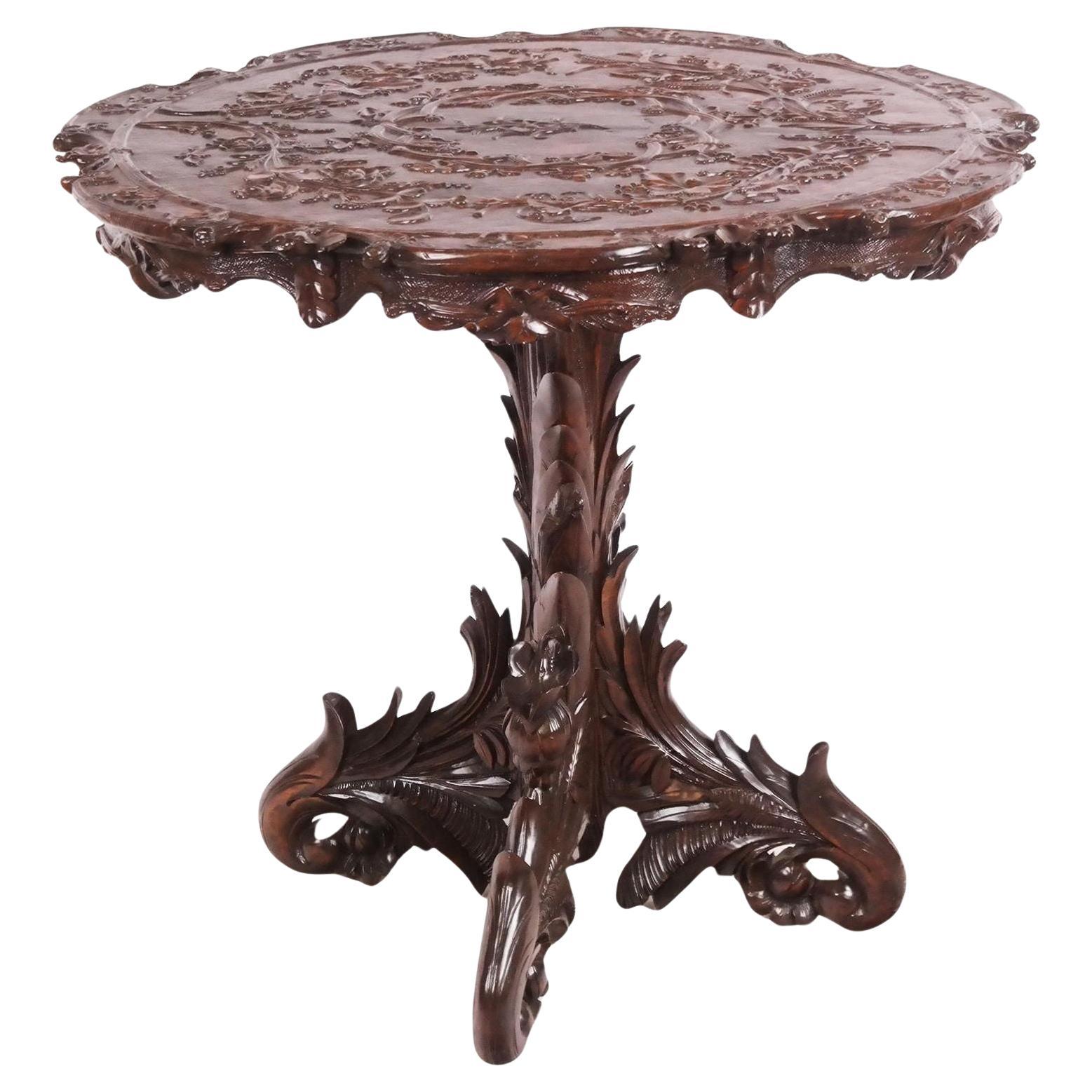 French 19th Century Carved Walnut Center Table For Sale