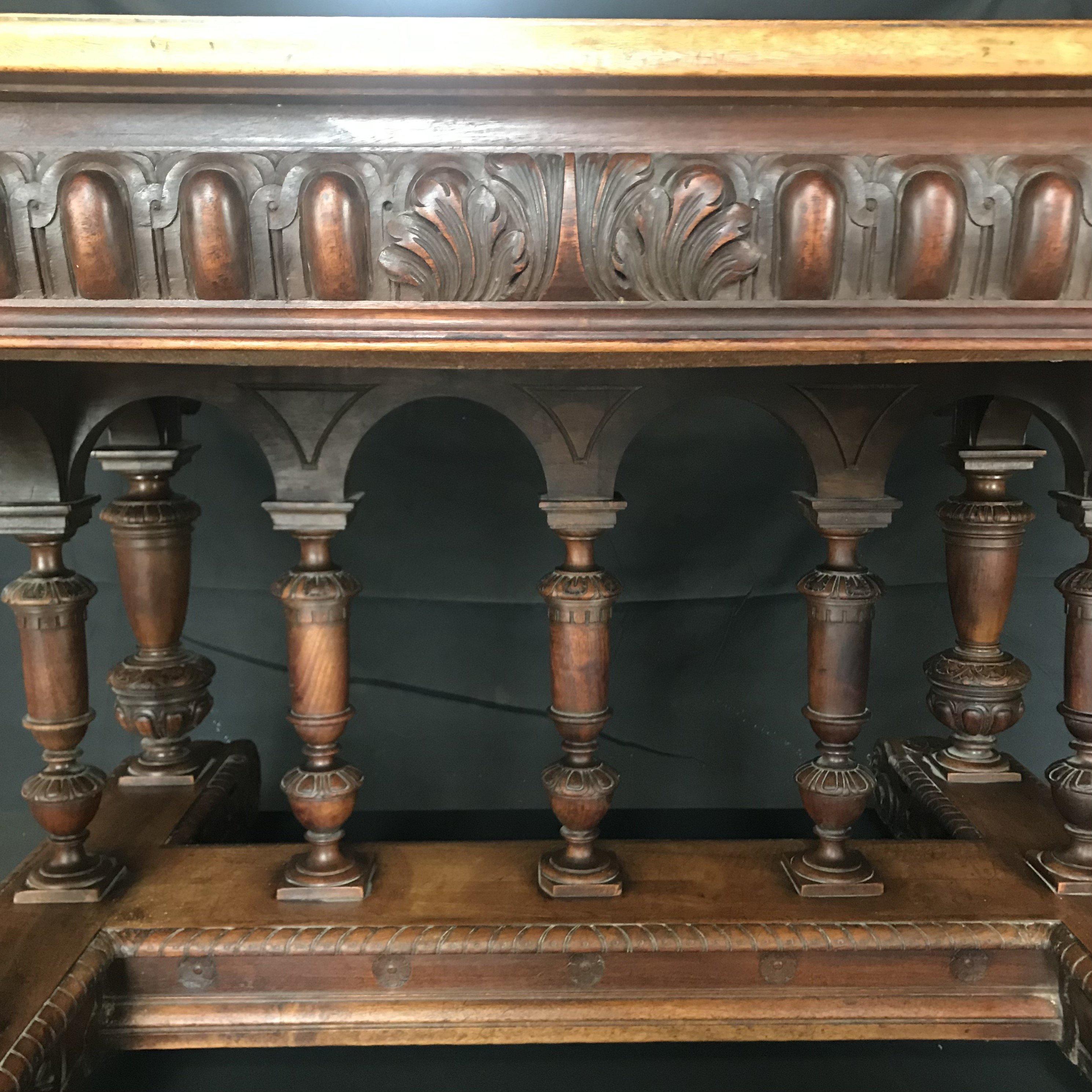 French 19th Century Carved Walnut Dining Table Extendable 6