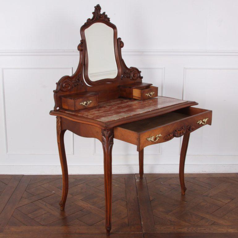 Hand-Carved French 19th Century Carved Walnut Vanity