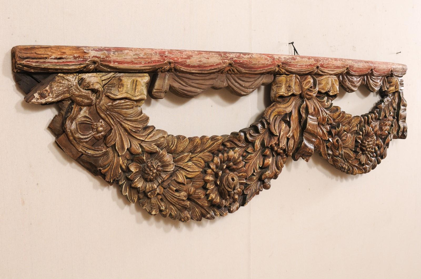 Giltwood French 19th Century Carved Wood Fragment For Sale