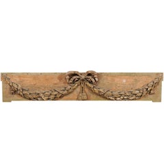 French 19th Century Carved Wood Hanging Wall Plaque with Swagged Wreath