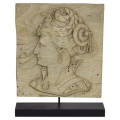 French 19th Century Carved Wooden Panel with Bust