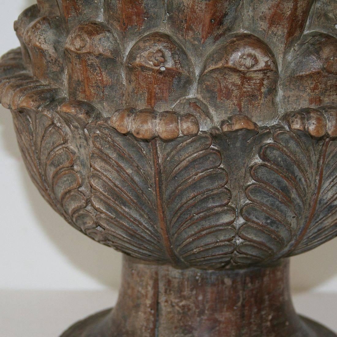 French 19th Century Carved Wooden Pine Cone 5