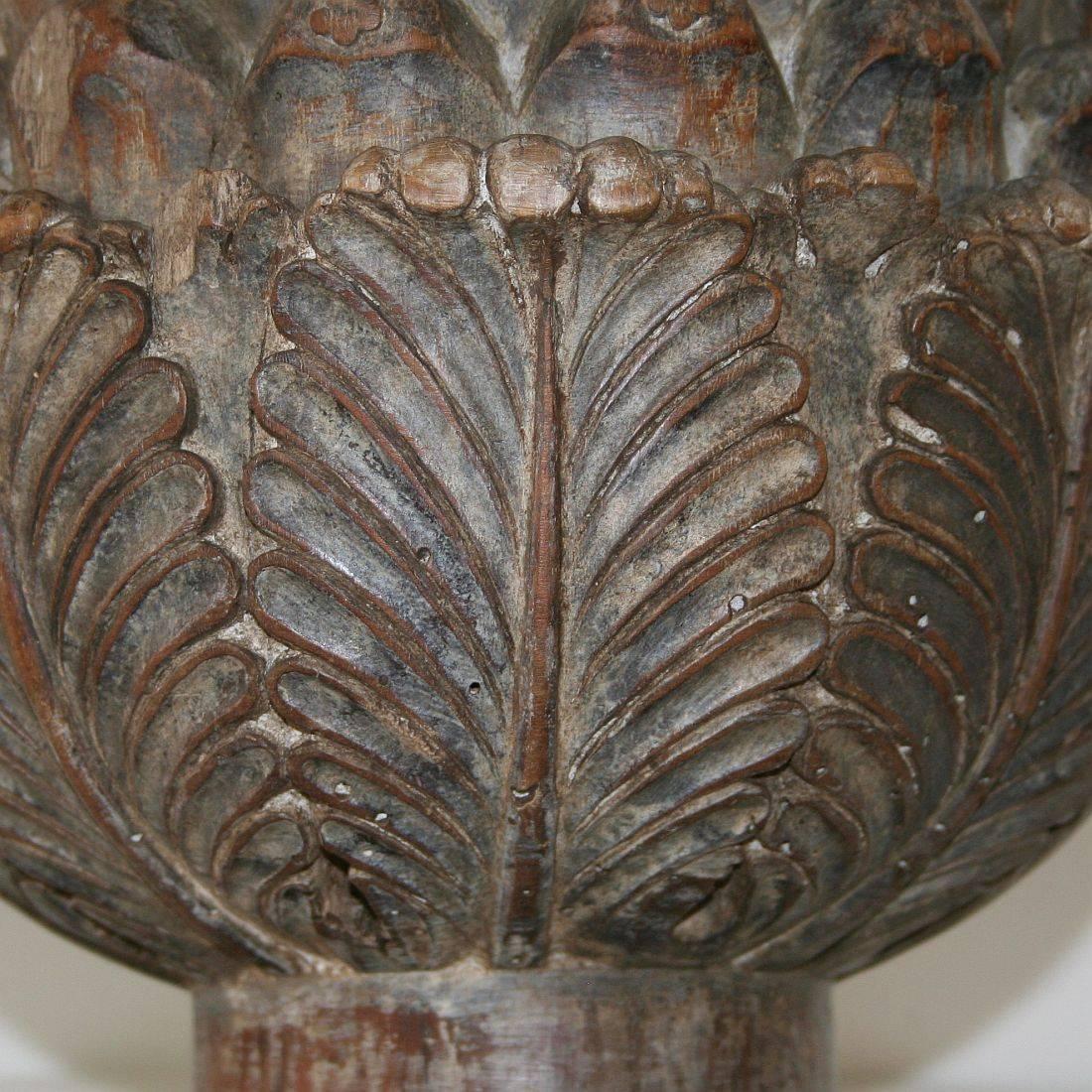 French 19th Century Carved Wooden Pine Cone 6