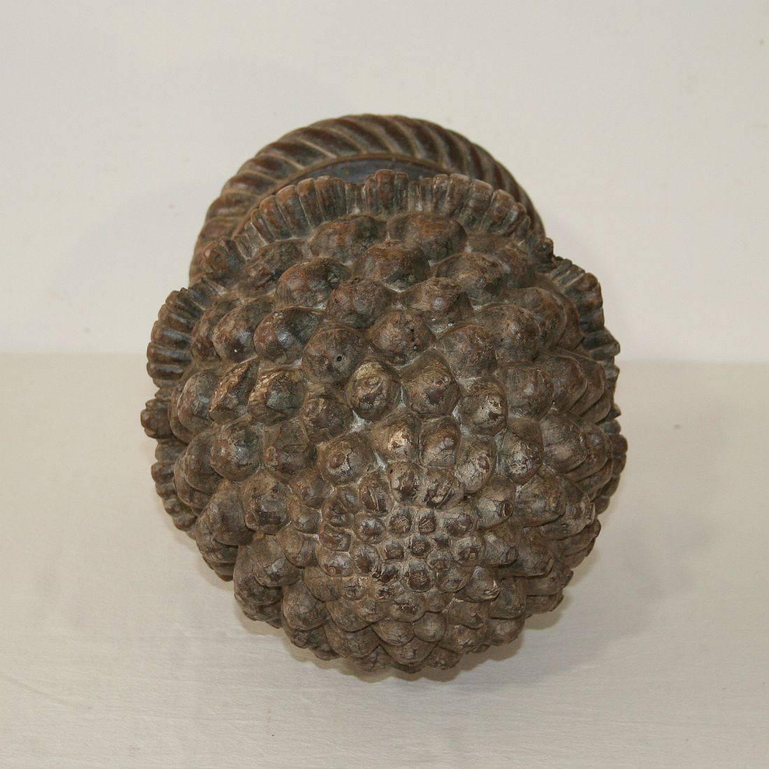 French 19th Century Carved Wooden Pine Cone 9