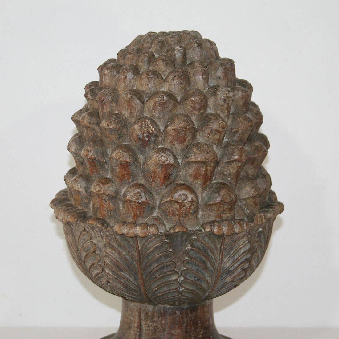 French 19th Century Carved Wooden Pine Cone In Good Condition In Buisson, FR