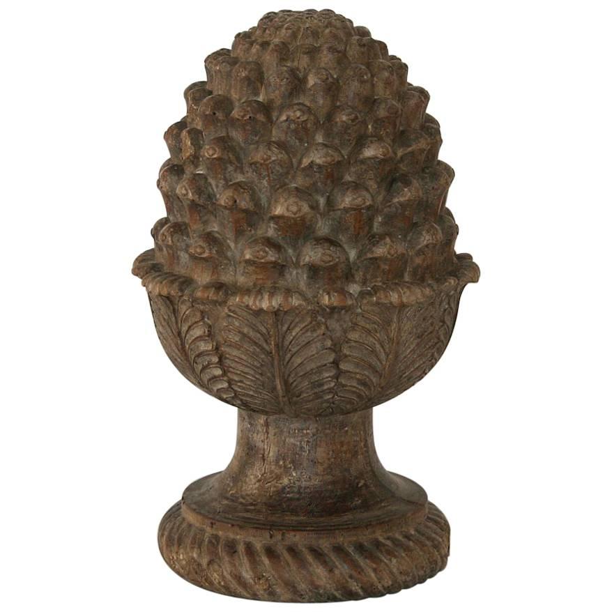 French 19th Century Carved Wooden Pine Cone