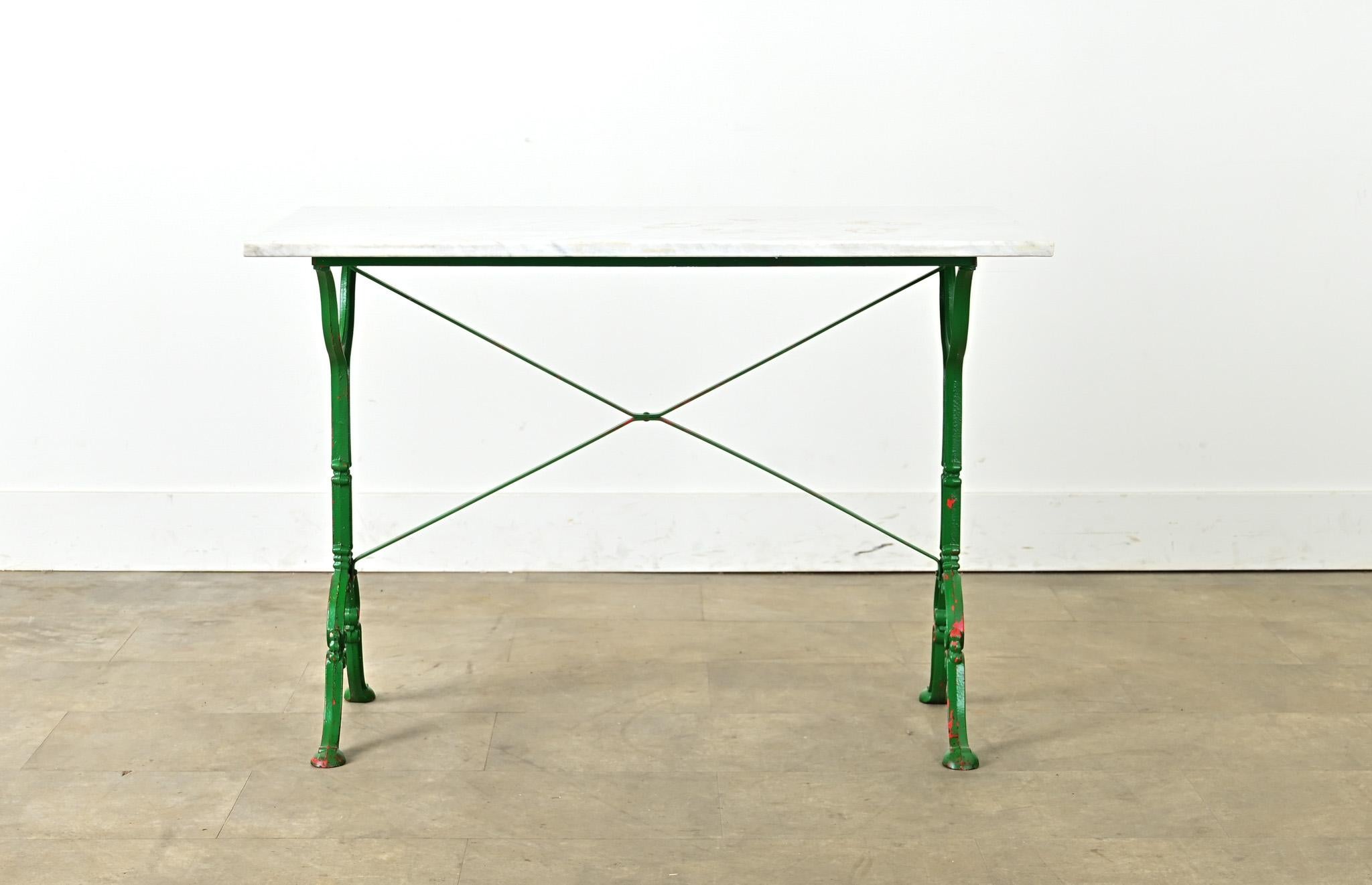 French Provincial French 19th Century Cast Iron and Marble Bistro Table For Sale