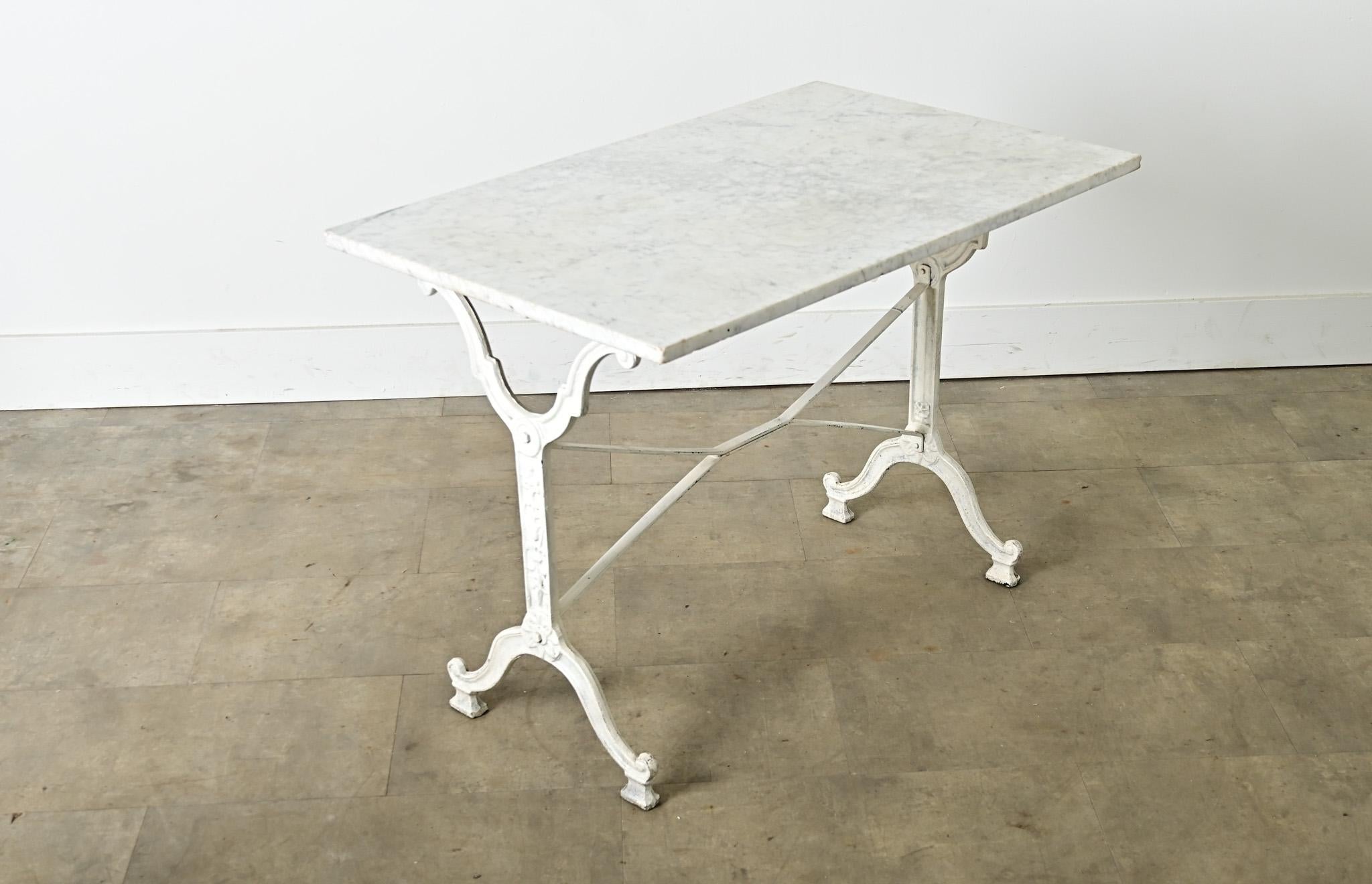 20th Century French 19th Century Cast Iron and Marble Bistro Table For Sale