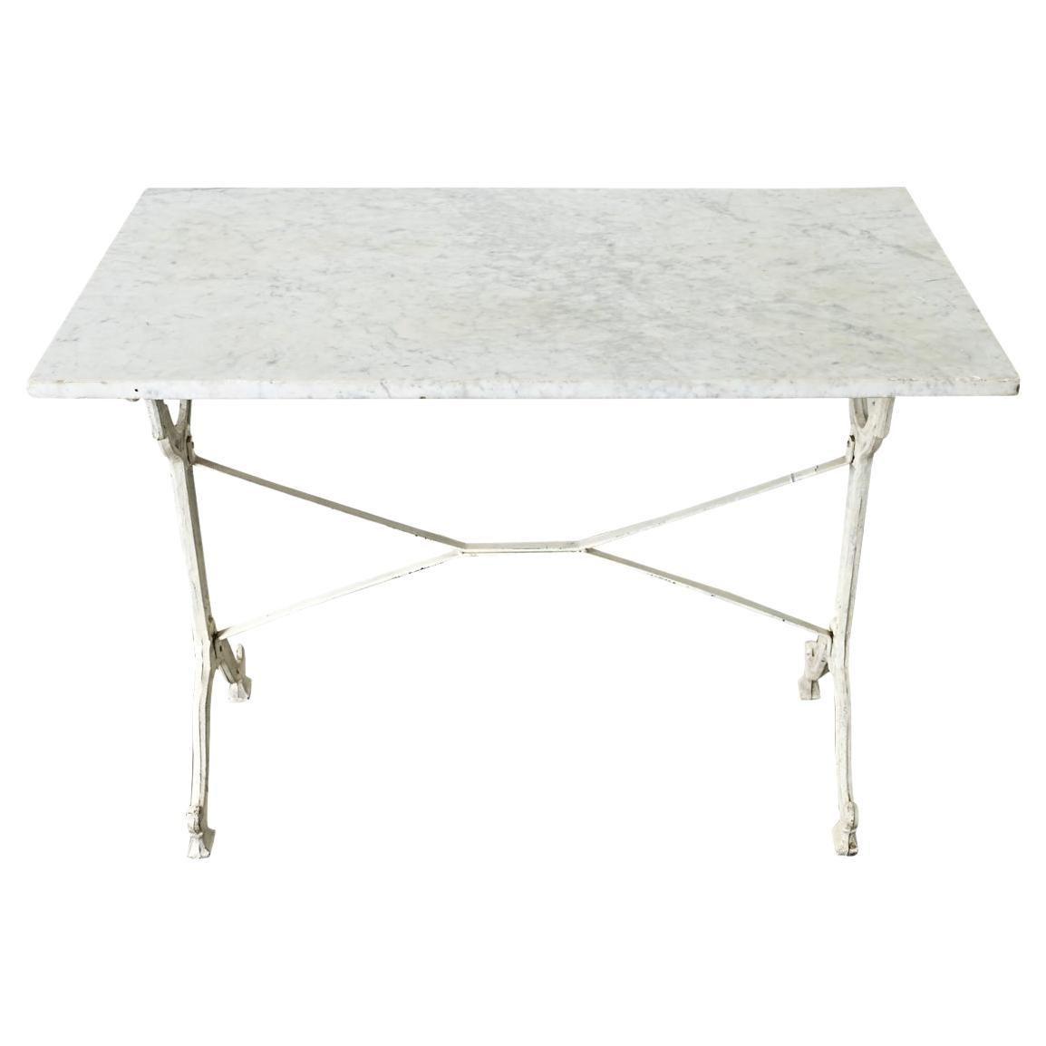 French 19th Century Cast Iron and Marble Bistro Table For Sale