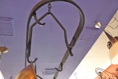 French 19th Century Cast Iron Ceiling Hanging Kitchen Pot Holder with Ten Hooks