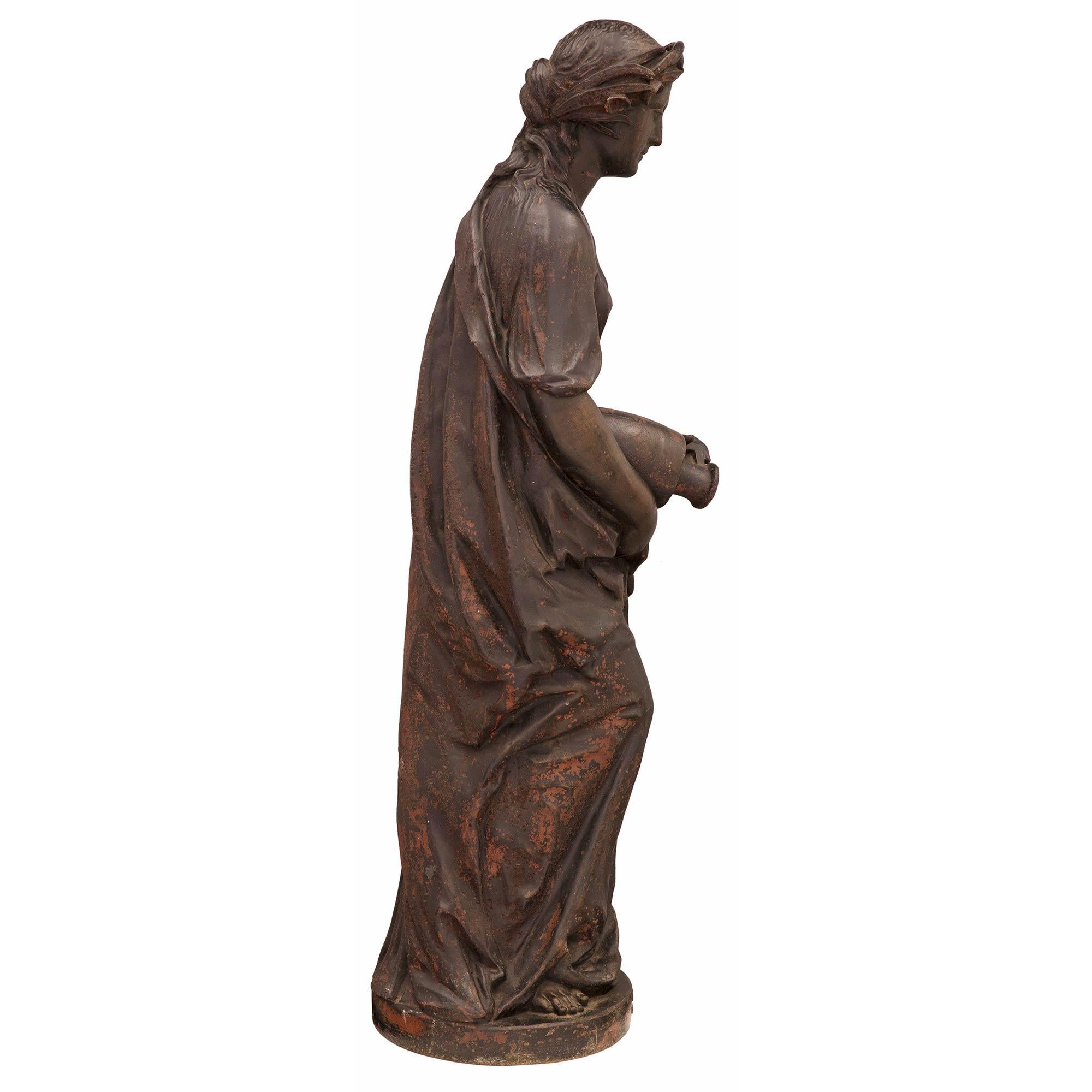 French 19th Century Cast Iron Fountain of a Maiden, Signed A. Durenne, Sommevoir For Sale 1