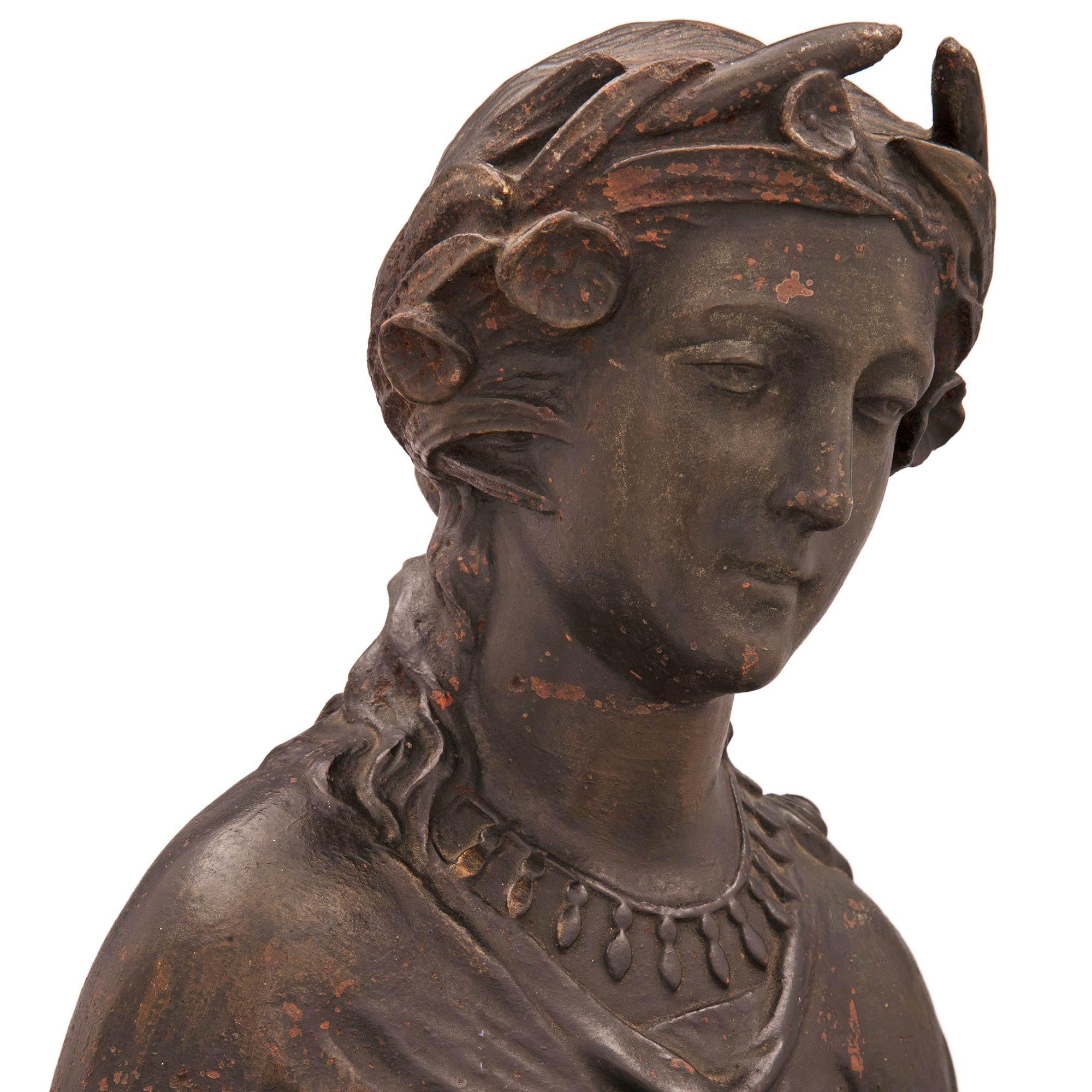 French 19th Century Cast Iron Fountain of a Maiden, Signed A. Durenne, Sommevoir For Sale 3