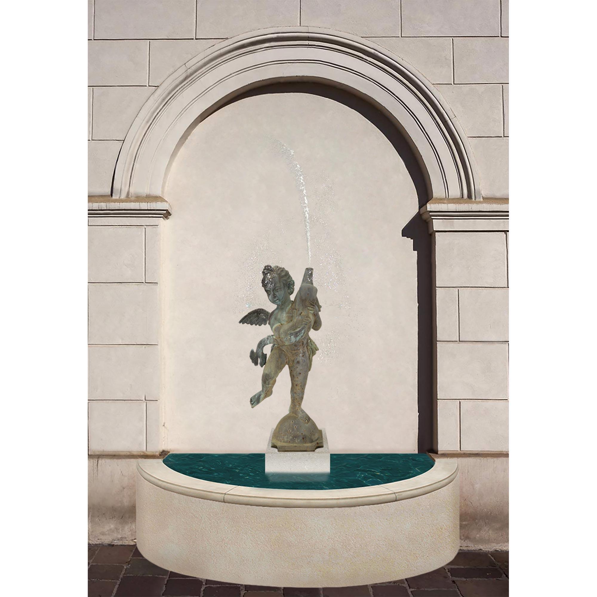 French 19th Century Cast Iron Fountain of a Young Boy Holding a Dolphin For Sale 4