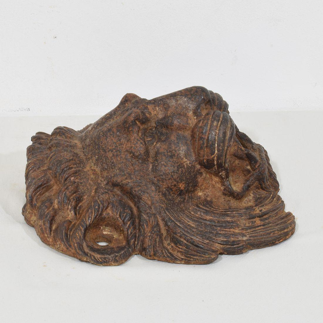 French, 19th Century Cast Iron Lion Fountain Head 7