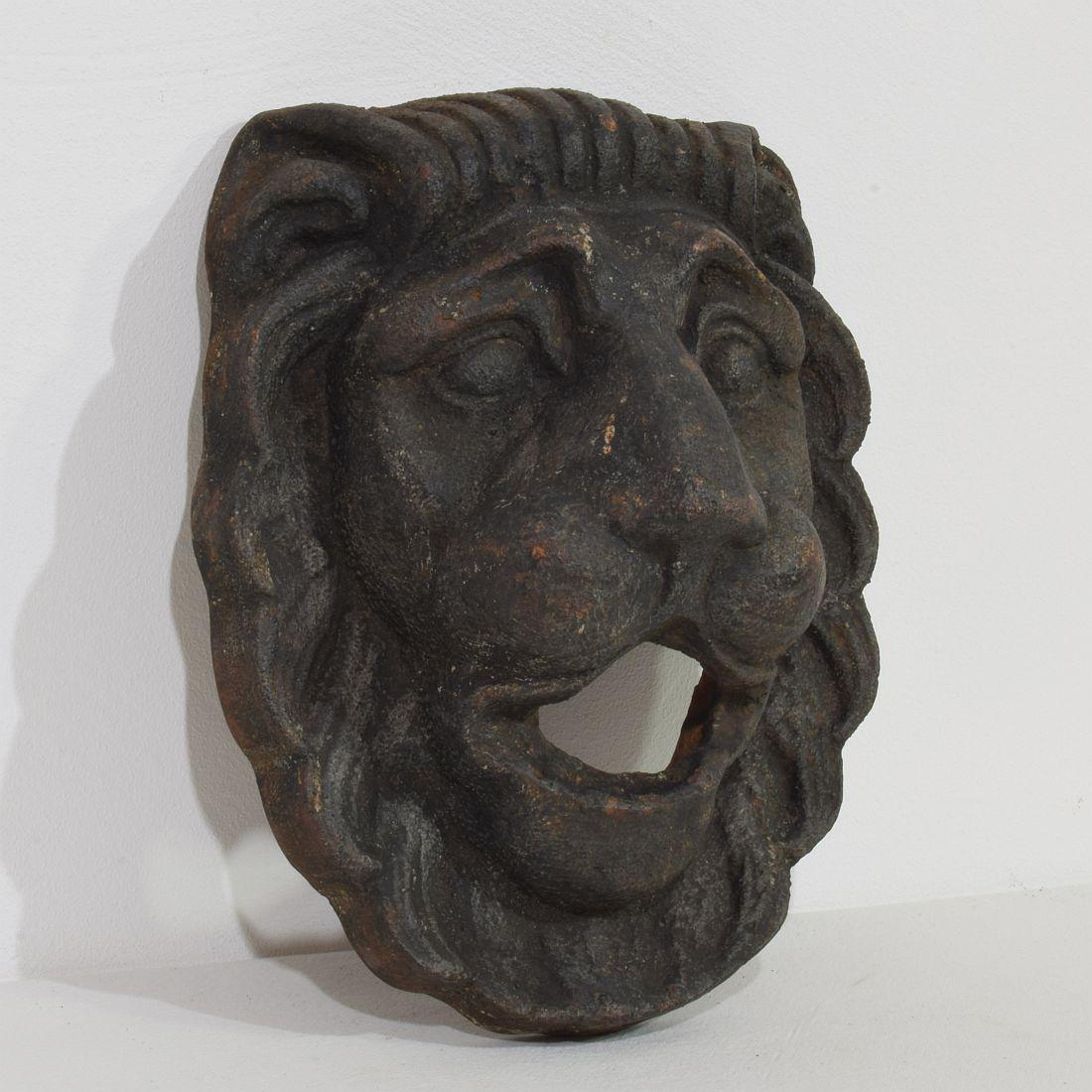 French Provincial French, 19th Century Cast Iron Lion Fountain Head