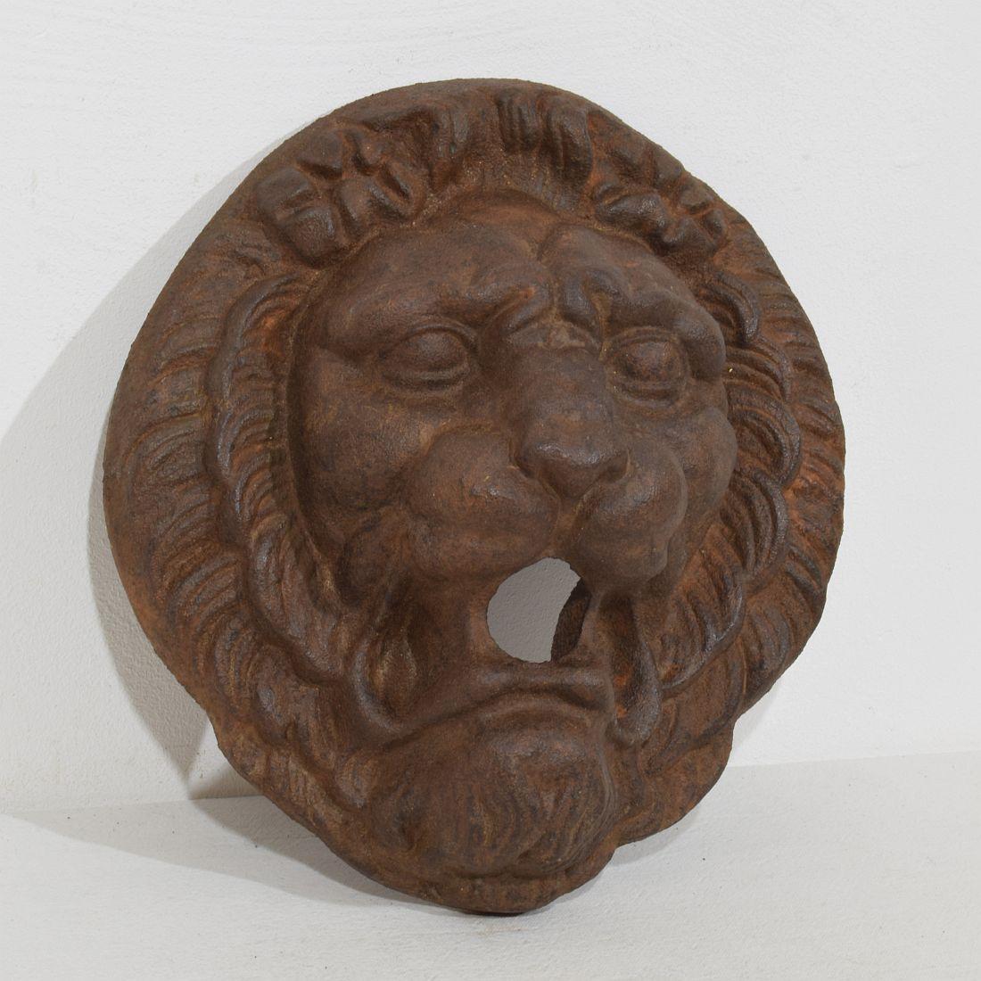French Provincial French, 19th Century Cast Iron Lion Fountain Head For Sale