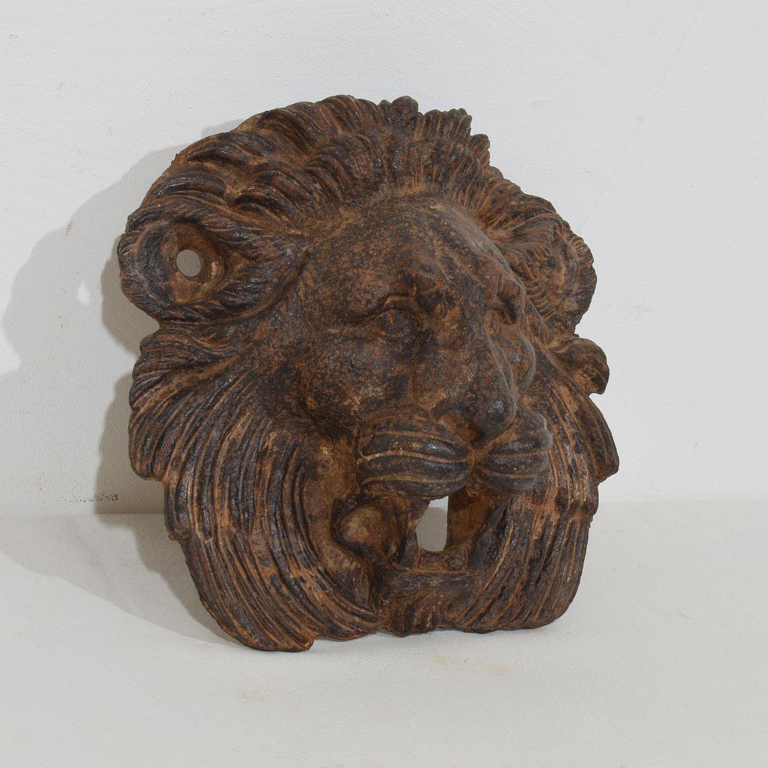French Provincial French, 19th Century Cast Iron Lion Fountain Head