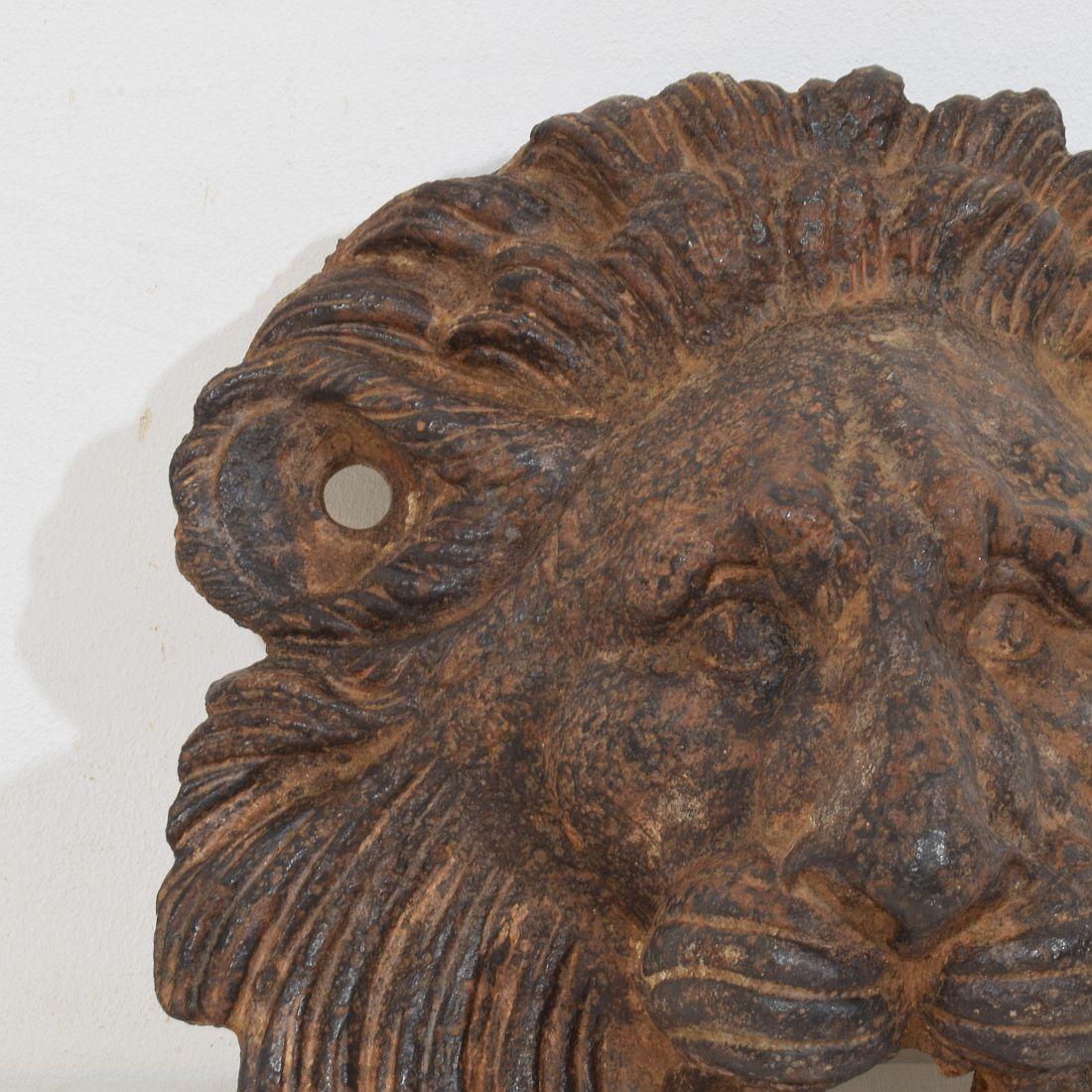 French, 19th Century Cast Iron Lion Fountain Head In Good Condition In Buisson, FR
