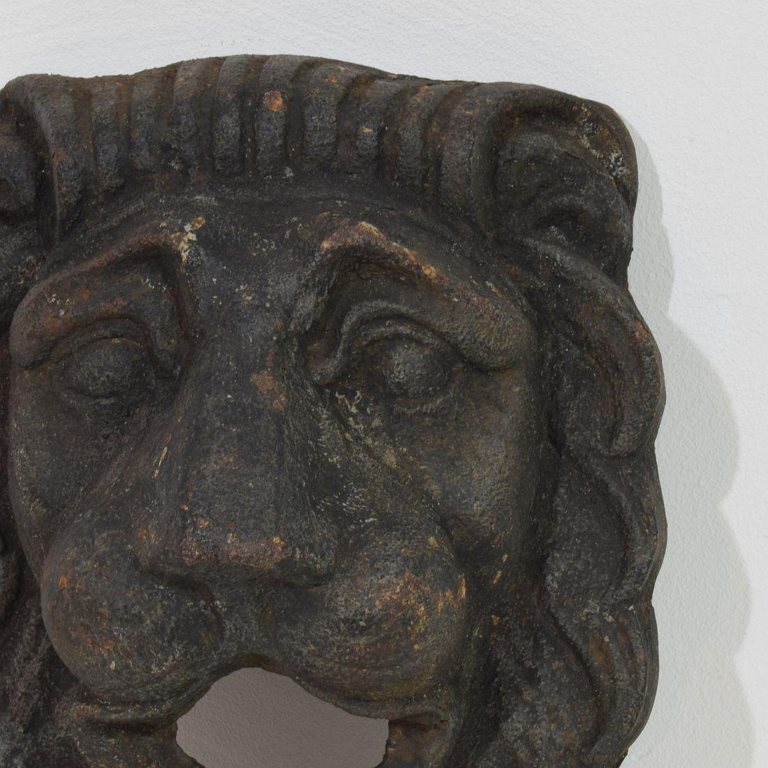 French, 19th Century Cast Iron Lion Fountain Head 1