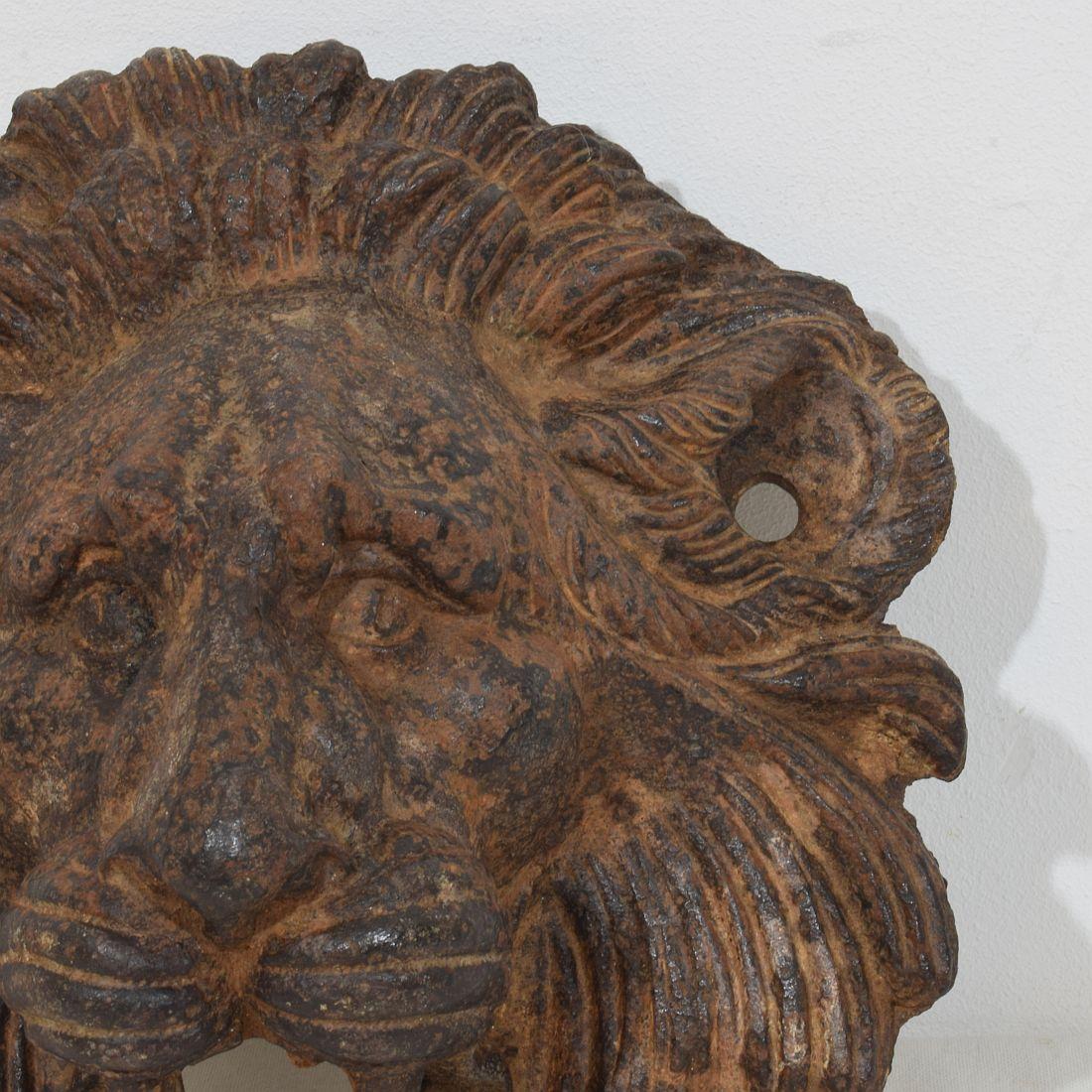 French, 19th Century Cast Iron Lion Fountain Head 1