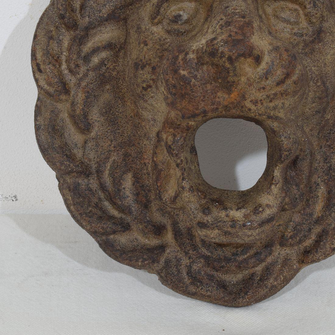 Tête de fontaine Lion en fonte, France, 19e siècle Bon état - En vente à Buisson, FR