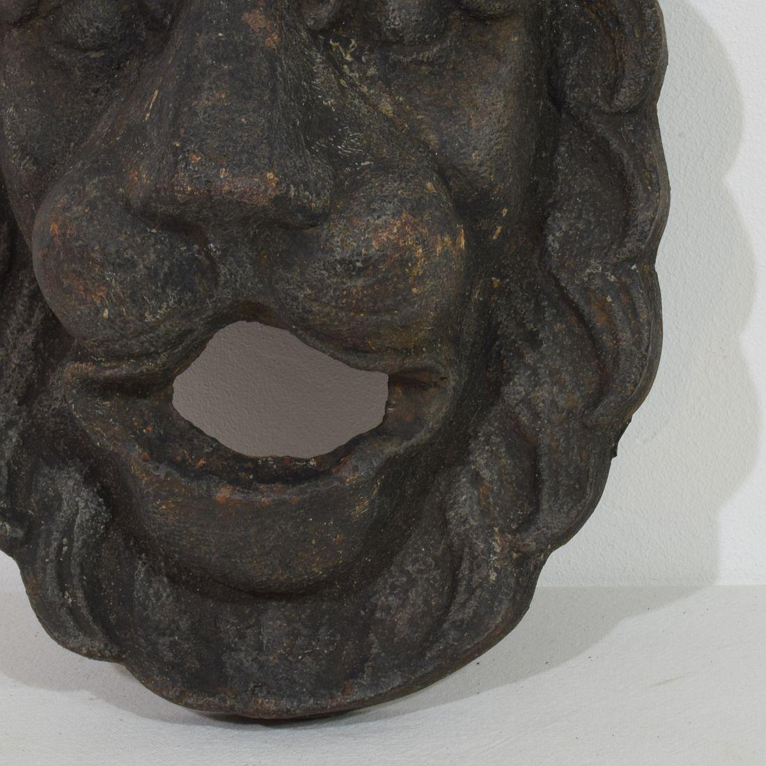 French, 19th Century Cast Iron Lion Fountain Head 3