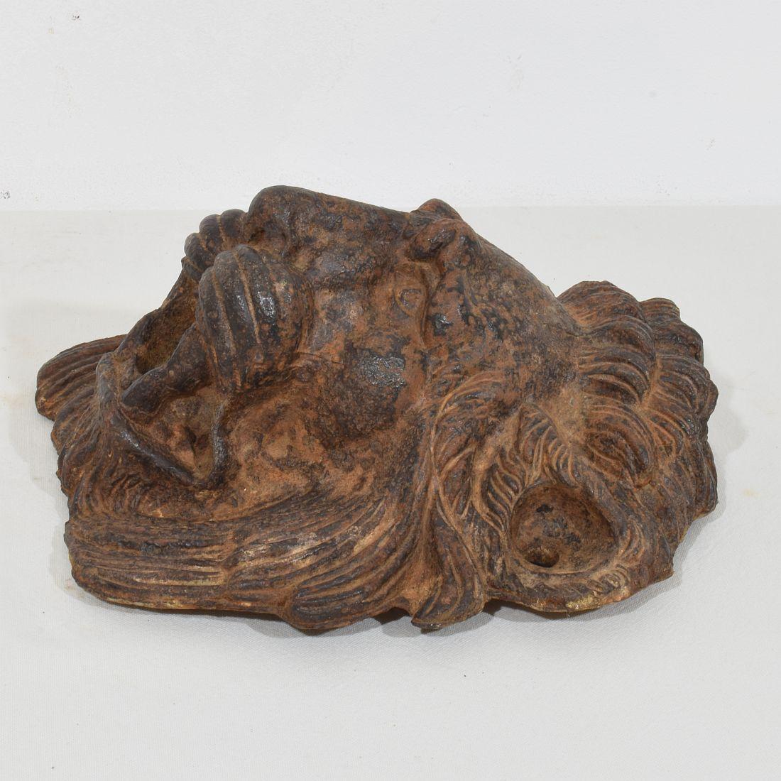 French, 19th Century Cast Iron Lion Fountain Head 5