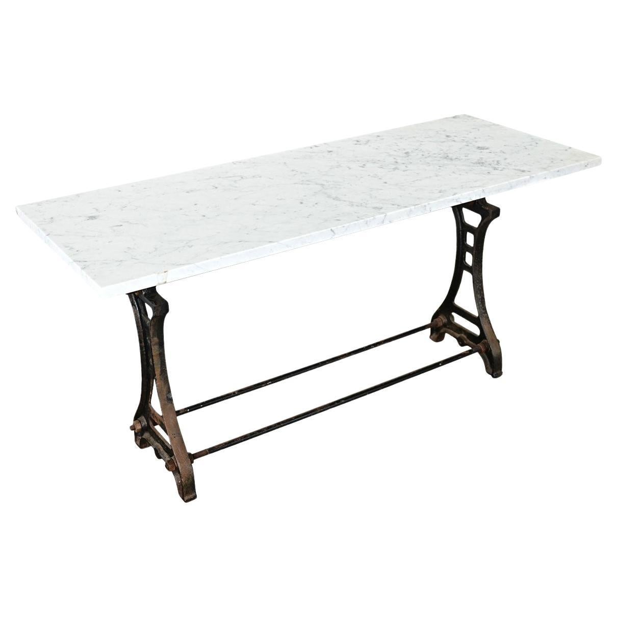 French 19th Century Cast Iron & Marble Bistro Table