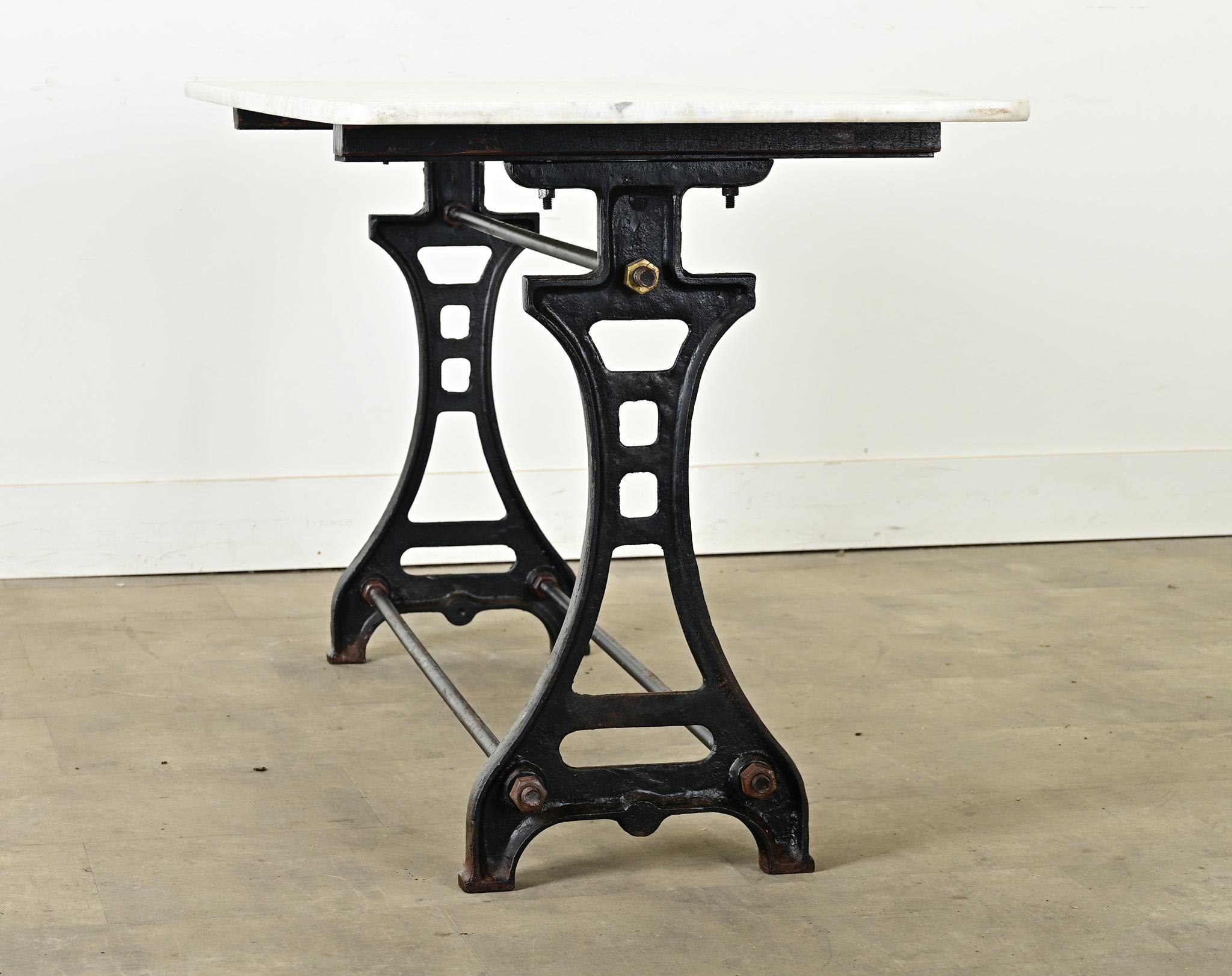 French 19th Century Cast Iron & Marble Long Bistro Table 5