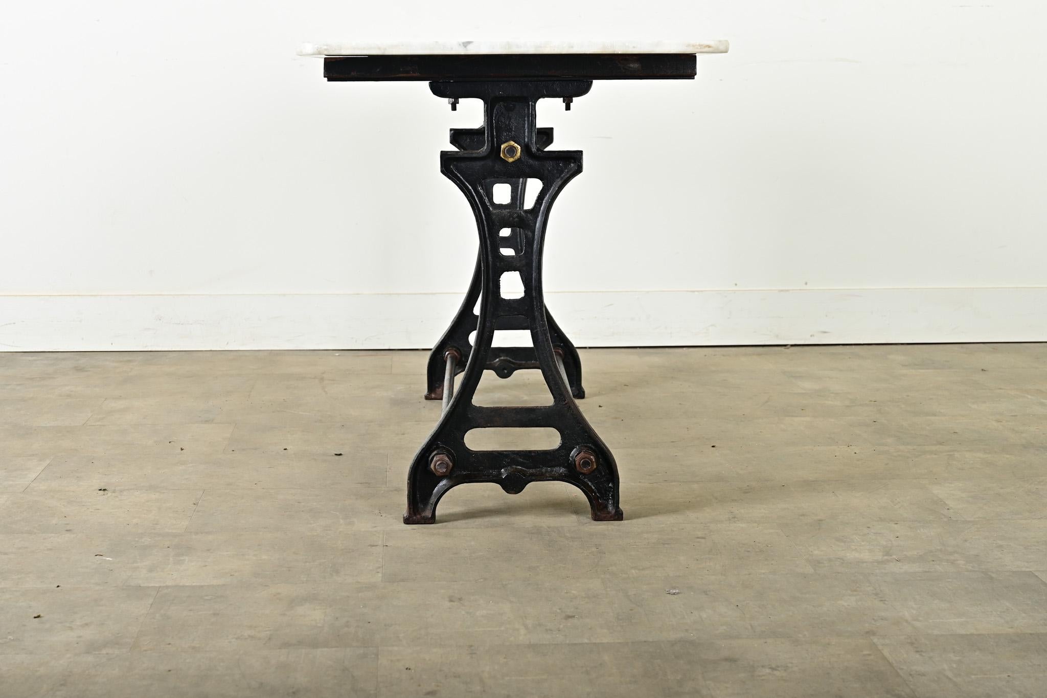 French 19th Century Cast Iron & Marble Long Bistro Table 6