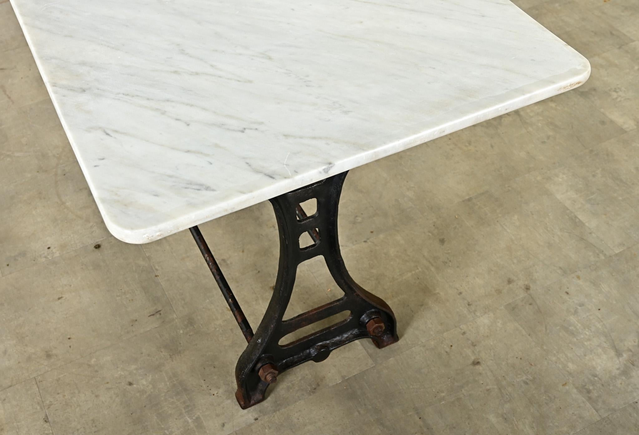 French 19th Century Cast Iron & Marble Long Bistro Table 8
