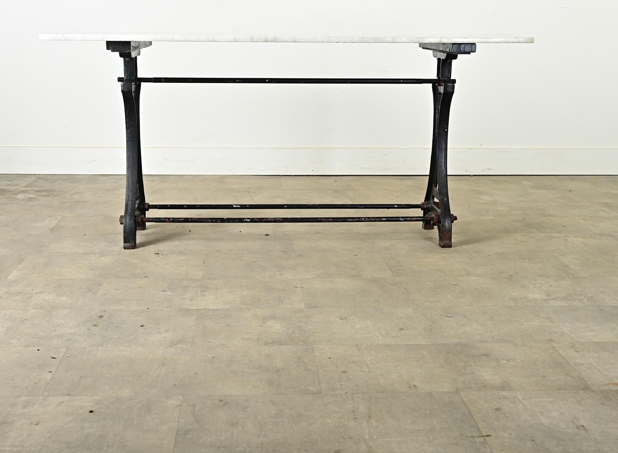 French 19th Century Cast Iron & Marble Long Bistro Table 9