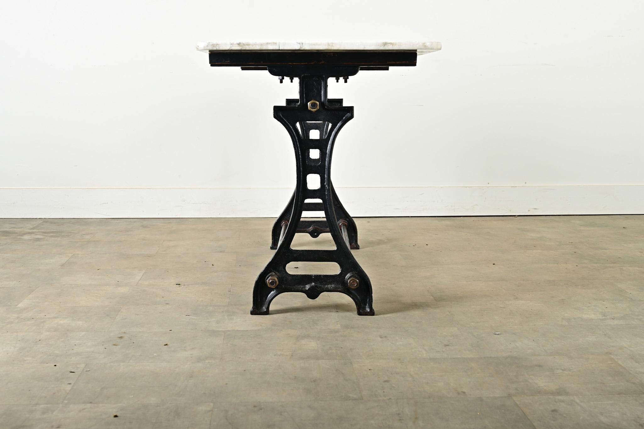 French 19th Century Cast Iron & Marble Long Bistro Table 10