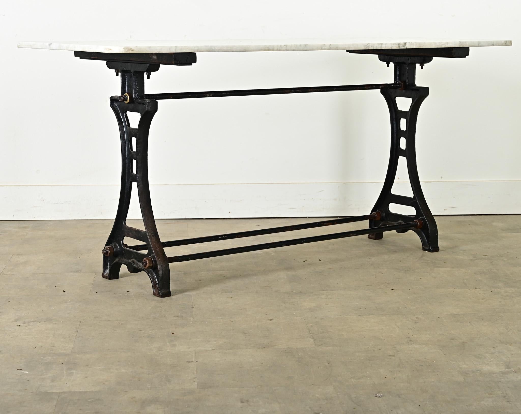 French 19th Century Cast Iron & Marble Long Bistro Table 4