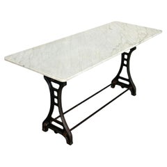 French 19th Century Cast Iron & Marble Long Bistro Table