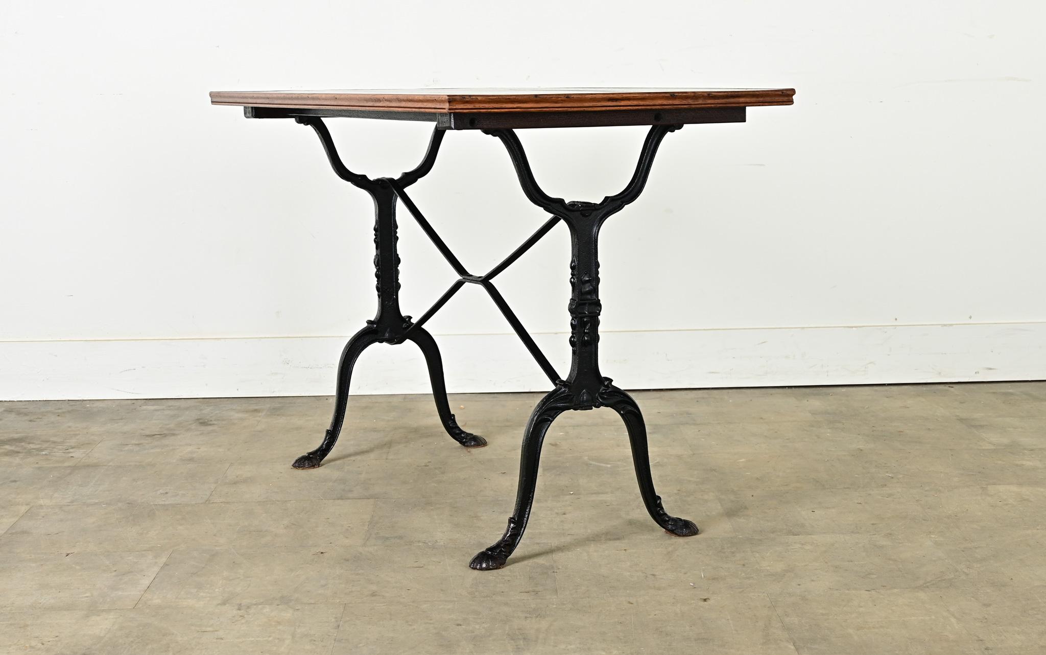 Table de bistrot française en fonte et Oak Oak du 19ème siècle en vente 2