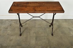 French 19th Century Cast Iron & Oak Bistro Table