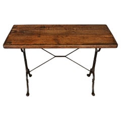 French 19th Century Cast Iron & Oak Bistro Table