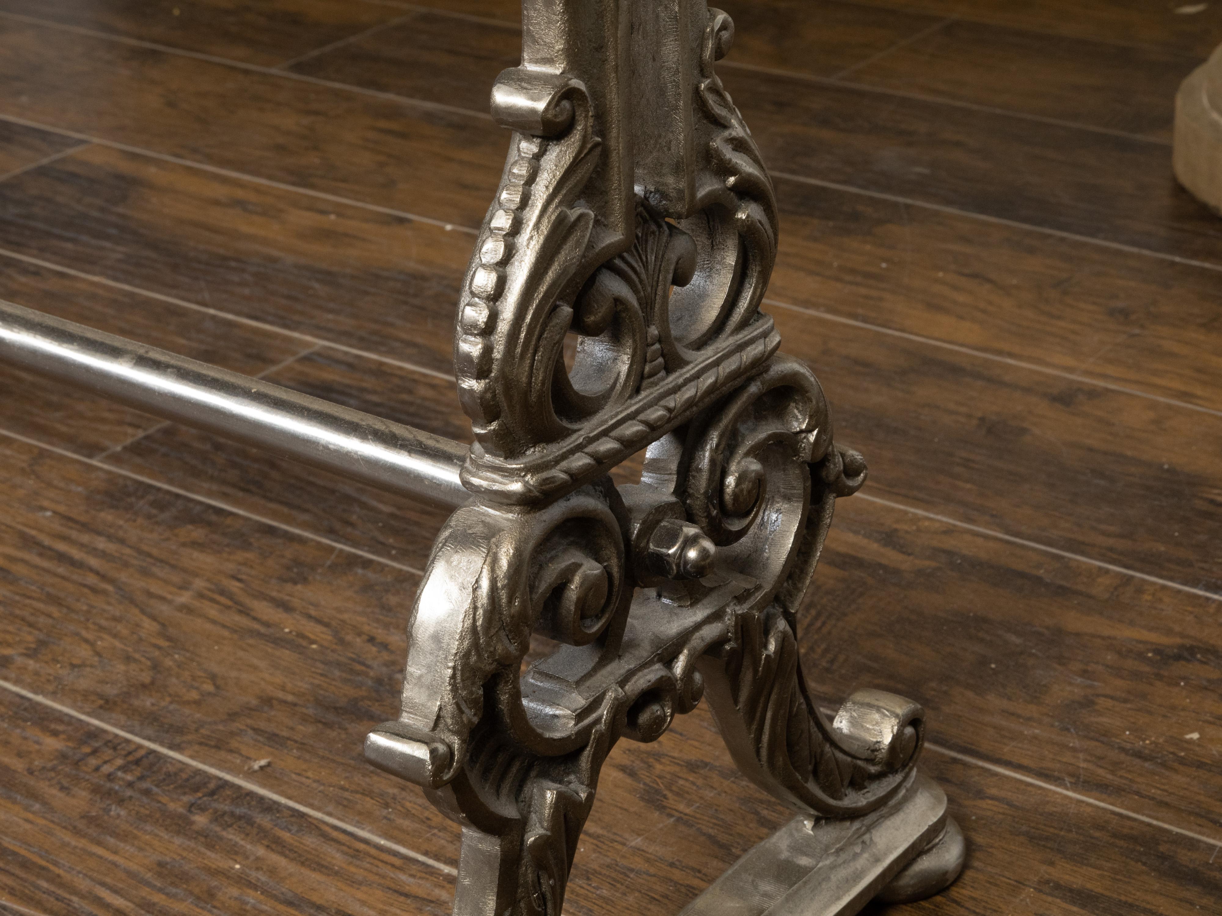 French 19th Century Cast Iron Pastry Table with Marble Top and Scrolling Accents 7