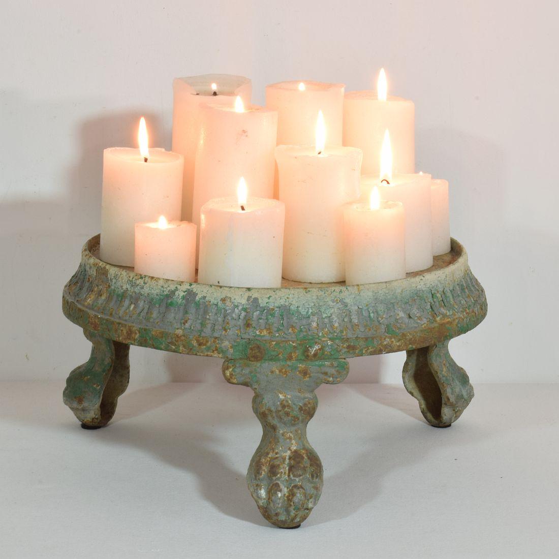 Beautiful cast iron plateau on claw feet with a stunning patina.
Great to use for the display of a collection of candles.
France circa 1850.
Weathered.