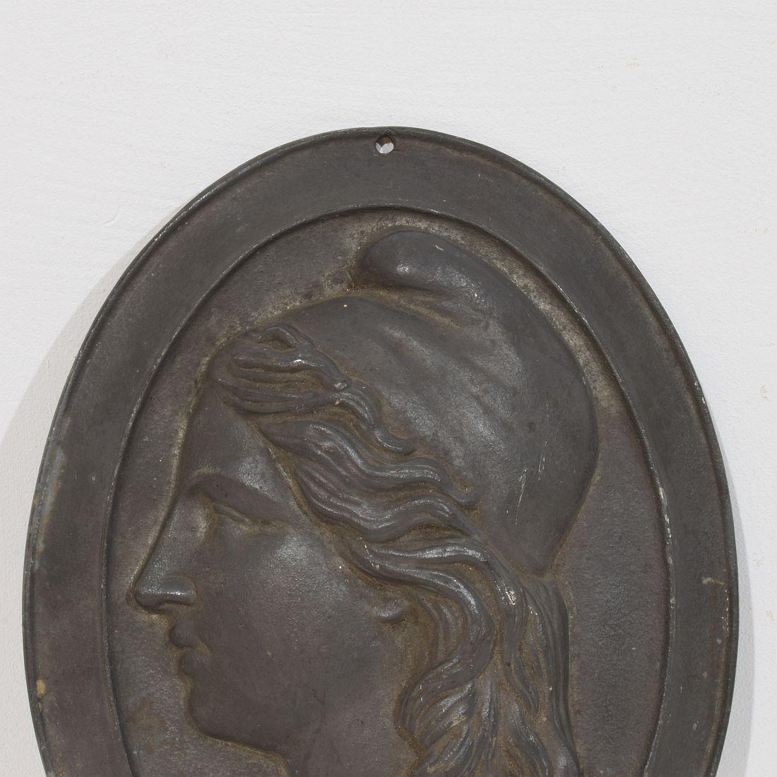19th Century French 19th century Cast Metal Plaque Depicting Marianne For Sale