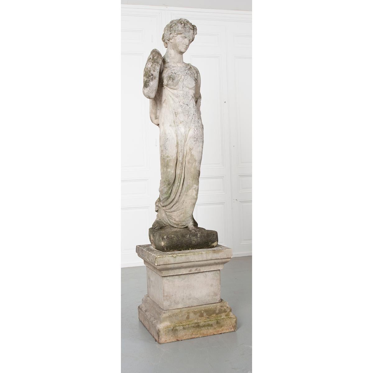 French 19th Century Cast Stone Statue on Pedestal 6