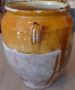 French 19th Century Ceramic Provençal Confit Pot with Two Handles