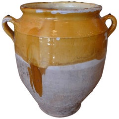 French 19th Century Ceramic Provençal Confit Pot with Two Handles